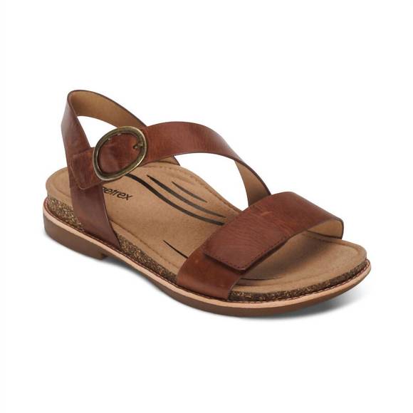 NEW AETREX women's tamara adjustable low heel sandal in walnut - Picture 3 of 7